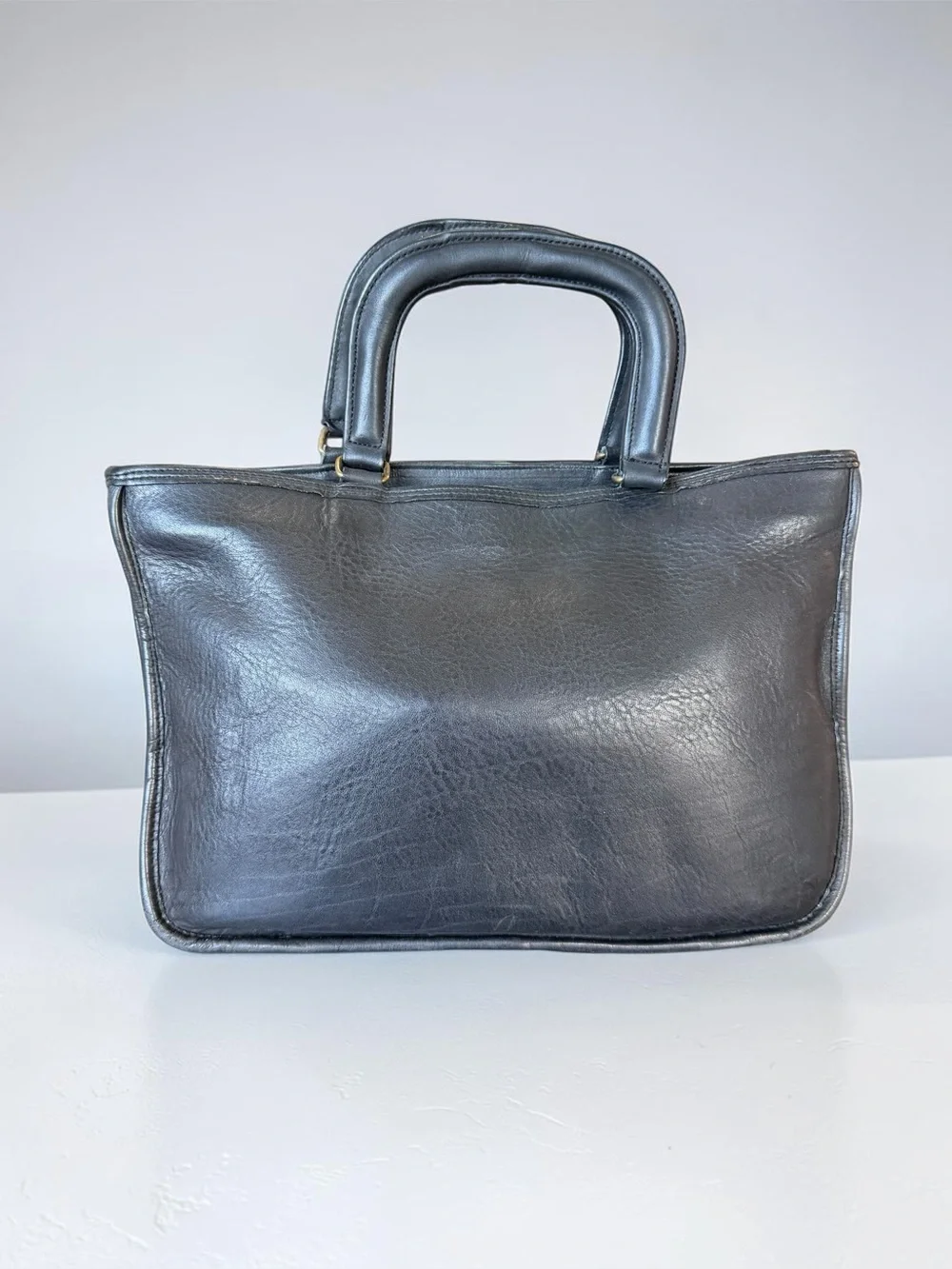 Vintage Coach Watermelon Kisslock Bag Black Leather Pre-Creed 70s Bonnie Cashin